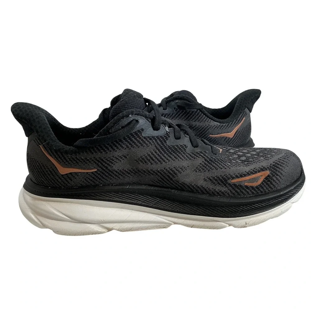 Hoka‎ Clifton 9 Black Copper Running Shoes Womens 7.5 Wide 1132211 BCPPR